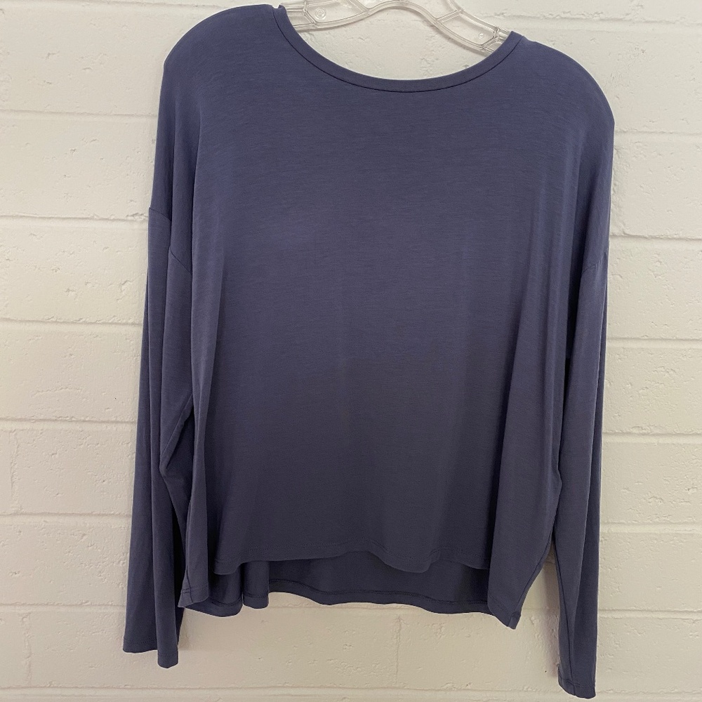 Eileen Fisher Boat Neck Crop Shoulder Top S/P